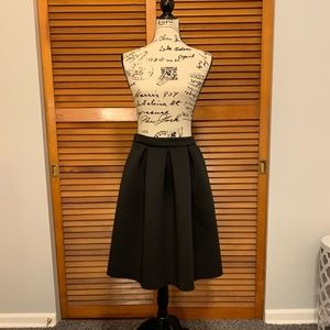 Pleated Black A Line Skirt